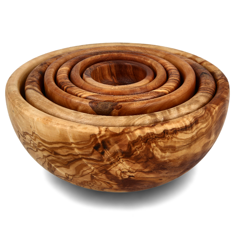 Set of 6 Olive Wood Bowls