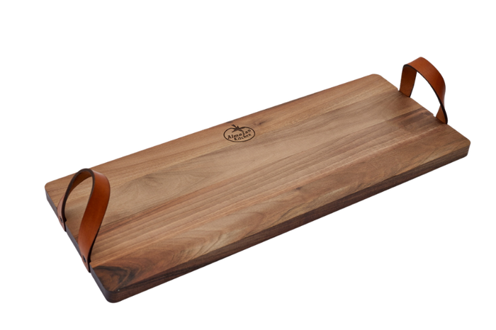Walnut Serving Tray With Leather Handles – Almazan Kitchen®