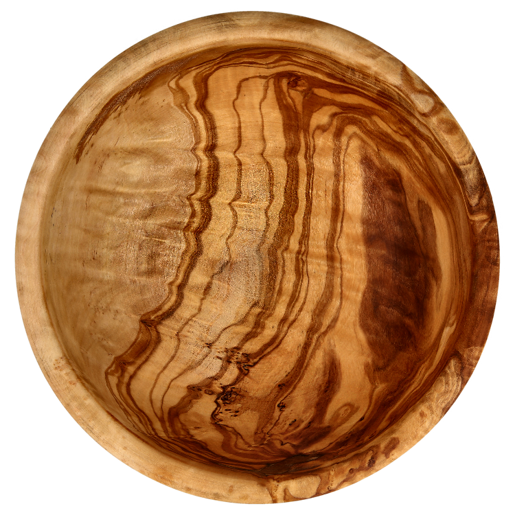 Large Olive Wood bowl shown on the inside
