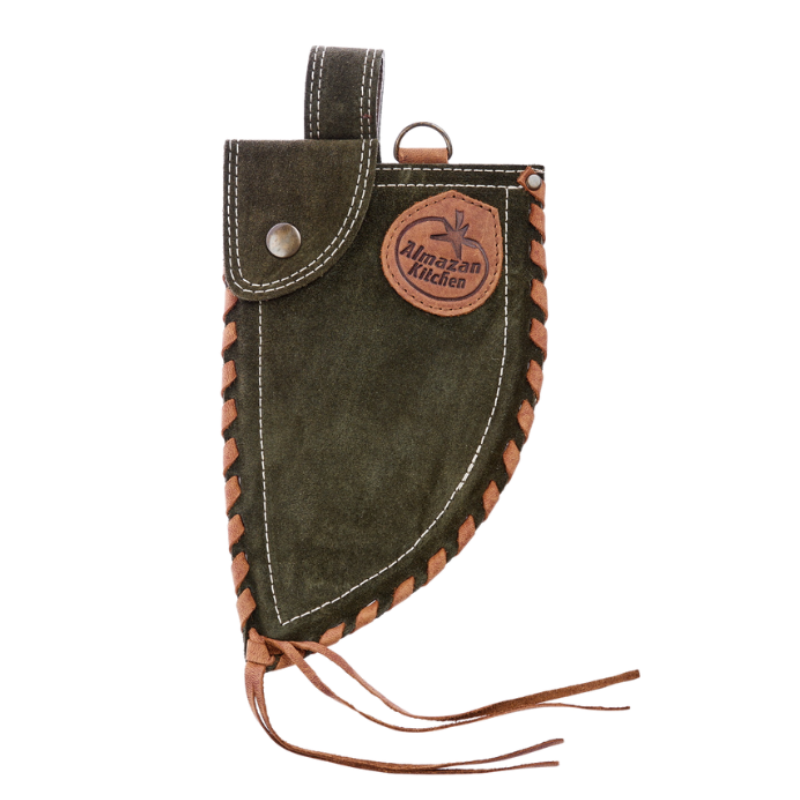 Olive Leather Sheath for Serbian Chef Knife